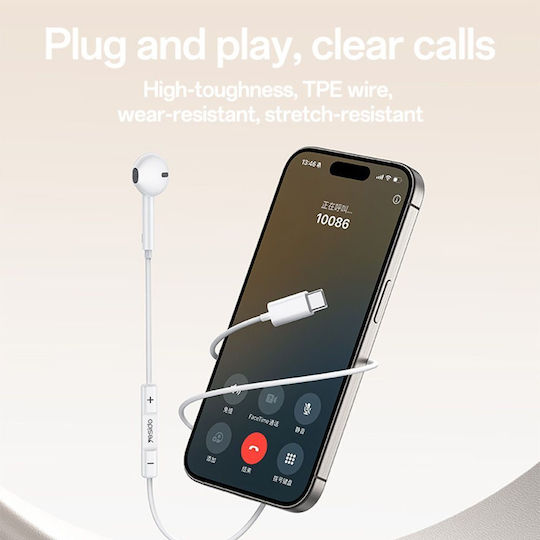Yesido YH55 Handsfree cu o cască cu mufă USB-C Alb