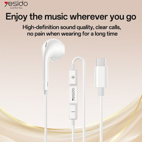 Yesido YH55 Handsfree cu o cască cu mufă USB-C Alb