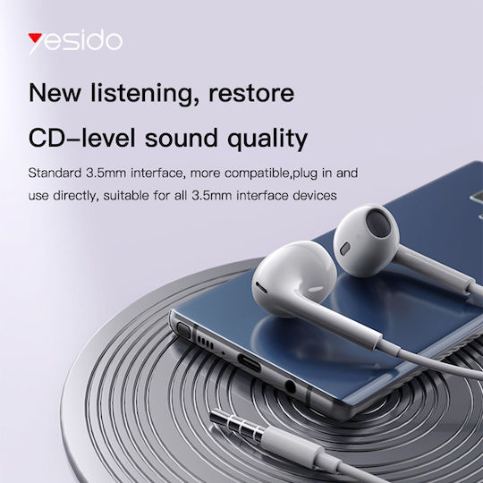 Yesido YH39 Handsfree cu două căști cu mufă 3.5mm Alb