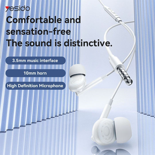 Yesido Yh46 În ureche Handsfree cu două căști cu mufă 3.5mm Alb