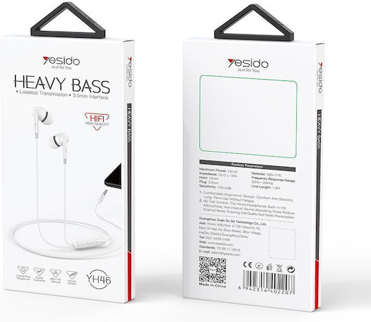 Yesido Yh46 În ureche Handsfree cu două căști cu mufă 3.5mm Alb