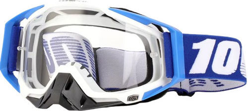 Motorcycle Atv Enduro Cross Goggles Fixato Transparent Lens Blue White Frame