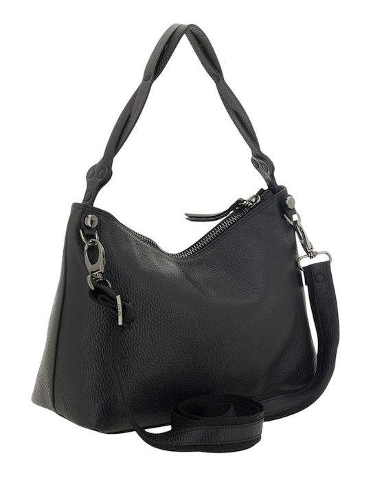 Leather Women's Bag Shoulder Grey/Black