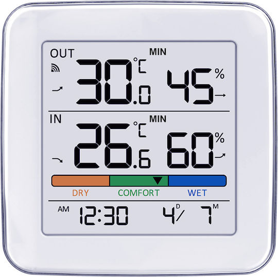 Green Blue GB169 Wireless Digital Tabletop Weather Station White