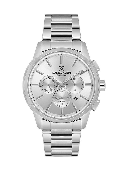 Daniel Klein Men's Watch 44mm Battery with Silver Metal Bracelet