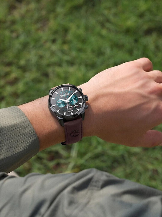 Timberland Henniker Ii Men's Watch Battery with Brown Leather Strap