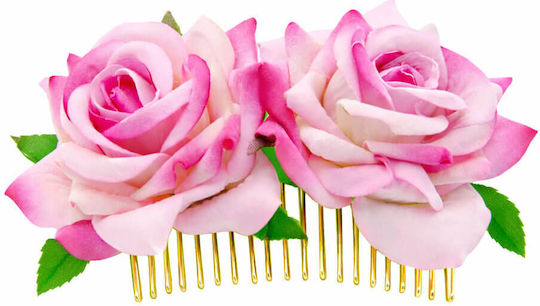 Zwillings Blumen Haarspange Rosen Rosa