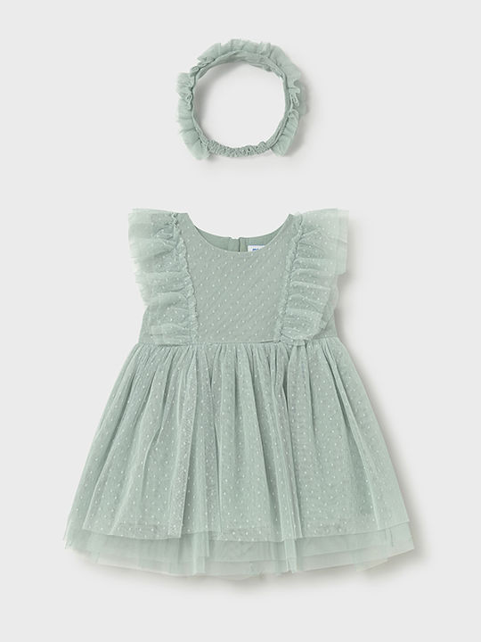 Girls Sleeveless Tulle Dress Green