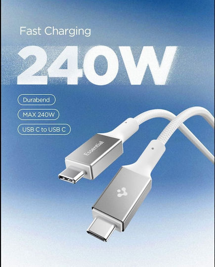 Spigen USB 4 Video Cable USB-C male - USB-C 240W PD Λευκό 1.5m ACA10422