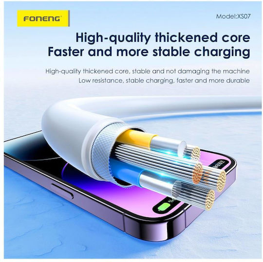 Foneng USB 2.0 Cable USB-C male - USB-C 60W PD Μαύρο 1.2m
