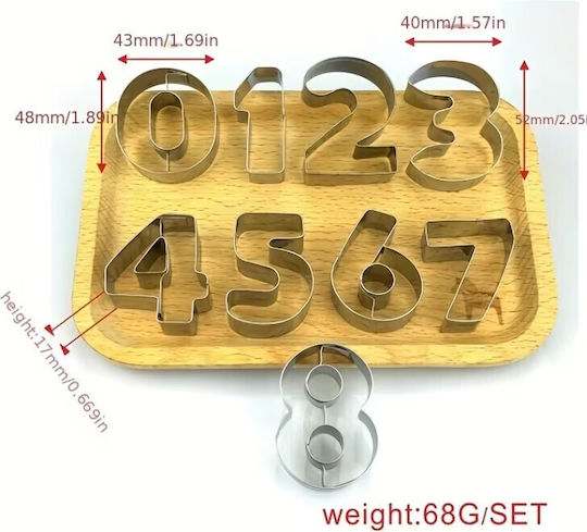 Cookie Cutter Set 9 Pieces – Stainless Steel Number Design