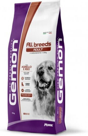 Monge Gemon Medium Adult 20kg Dry Food for Adult Medium Breed Dogs with Rice and Lamb