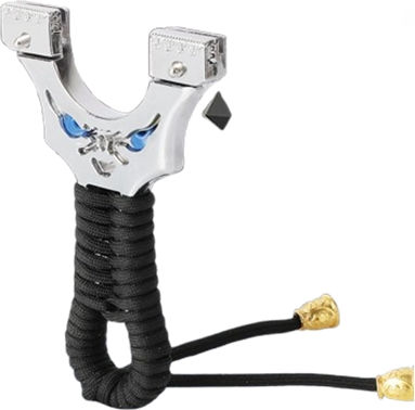 Praștie Metalică de Precizie cu Laser Depox 2 Elastice de Rezervă 12 Cm Negru