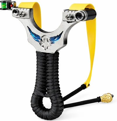 Praștie Metalică de Precizie cu Laser Depox 2 Elastice de Rezervă 12 Cm Negru