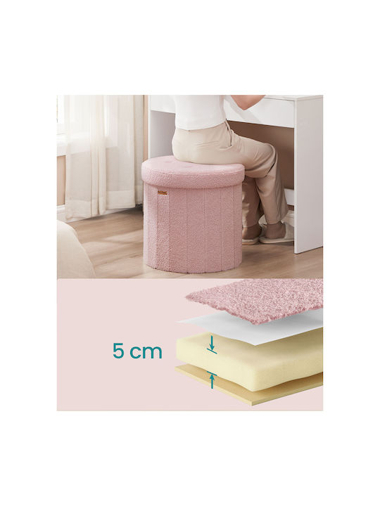 Stool For Living Room With Storage Space Wooden Pink 47x47x45cm