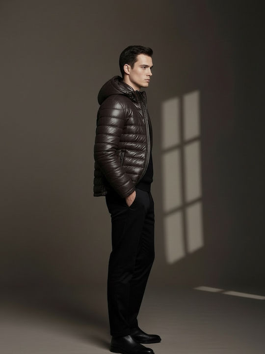 Leather Winter Jacket Dark Brown