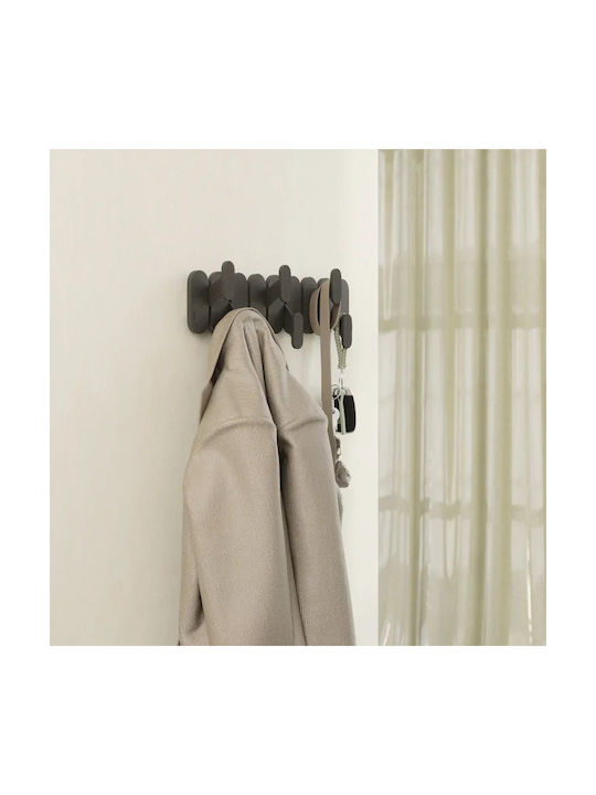 Umbra Plastic Wall Hanger 6 Hooks Black 64x2.5x18.4cm