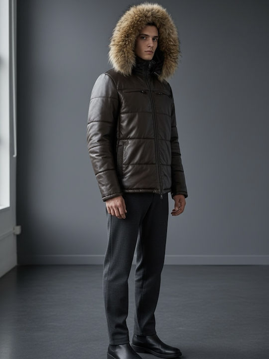 Lederjacke Winter Jacke Dark Brown