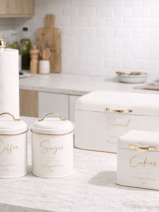 Ankor Bread Box with Lid Metallic White 30x18x16cm