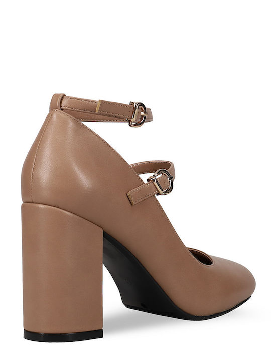 Pumps mit Riemchen Braun