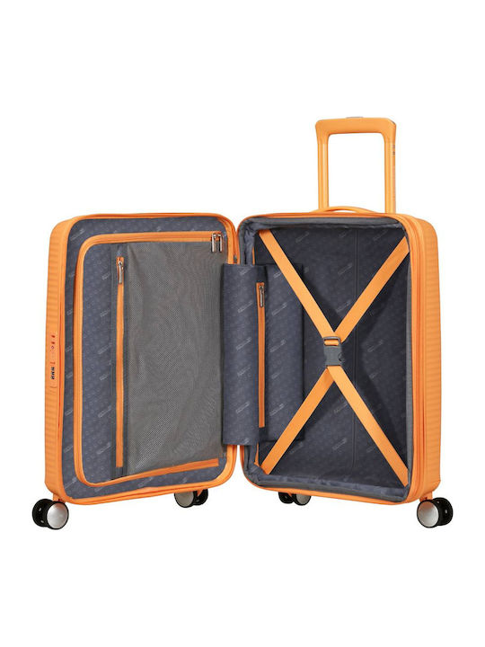 American Tourister Soundbox Βαλίτσα Ταξιδίου Καμπίνας Σκληρή Papaya Pop με 4 Ρόδες Ύψους 55εκ.