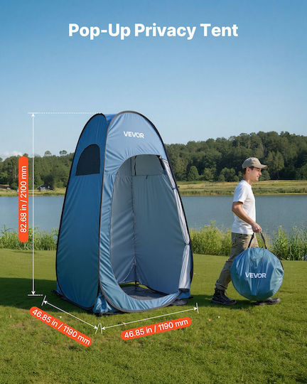Vevor Σκηνή Camping Pop Up Τουαλέτας Μπλε 119x119x210εκ.