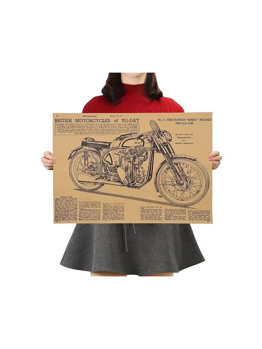 Afiș Vintage Motocicletă 51 × 35 Cm