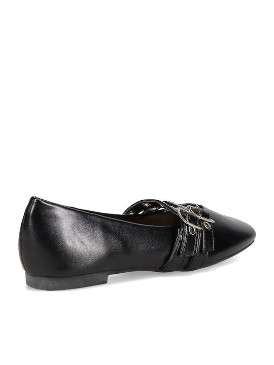 Damen Ballerinas mit Riemchen Schwarz