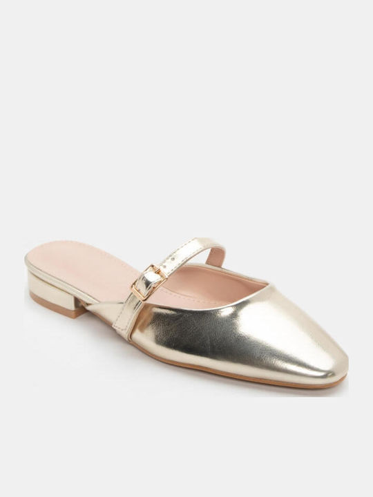 Flat Mules in Gold Color