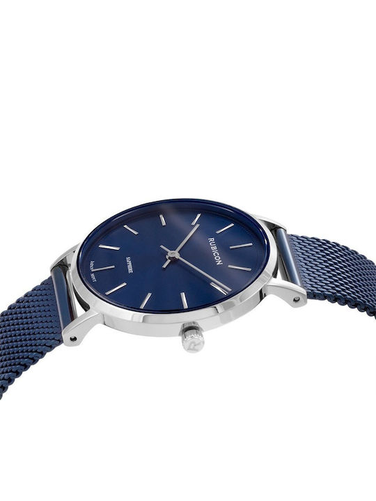AGBarr Damen Uhr mit Marineblau Metallarmband