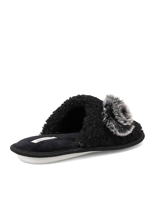 Winter Women's Slippers with Fur Black