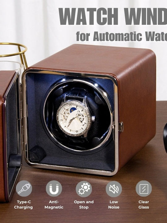 Cutie Automată De Întors Ceasuri Iuni Întorcător Ceas Material Piele Ecologică Maro
