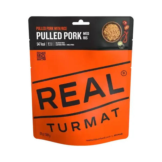 Real Turmat Pulled Pork mit Reis Fertiggericht mit Fleisch / Reis 452kcal 121gr - 5 Jahre
