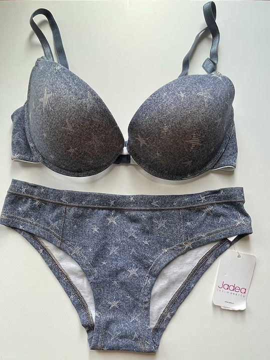 Jadea Underwear Set with Bra & Slip Blue
