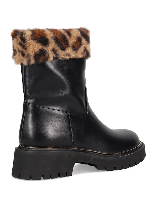 Women's Ankle Boots with Fur Black