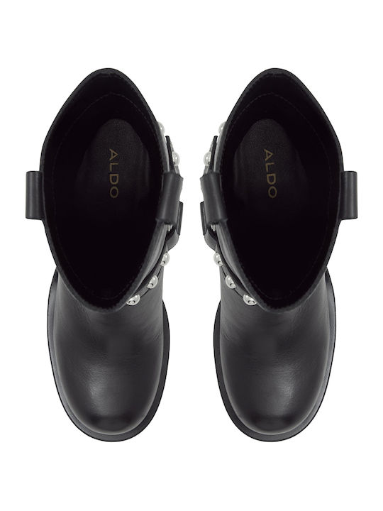 Leder Damen Stiefeletten Schwarz