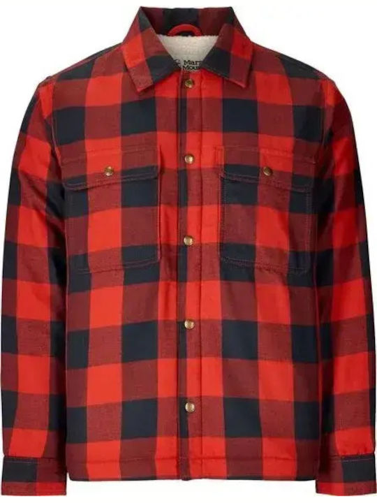 Langärmeliges Flanell Overshirt Rot