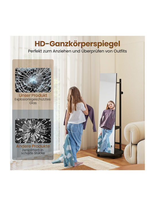 Costway Floor Mirror With Black Wooden Frame