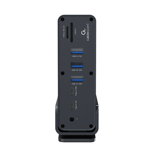 Cablexpert USB-C Docking Station με HDMI/DisplayPort 4K PD Ethernet και σύνδεση 3 Οθονών Γκρι (A-CF-COMBO15-01)