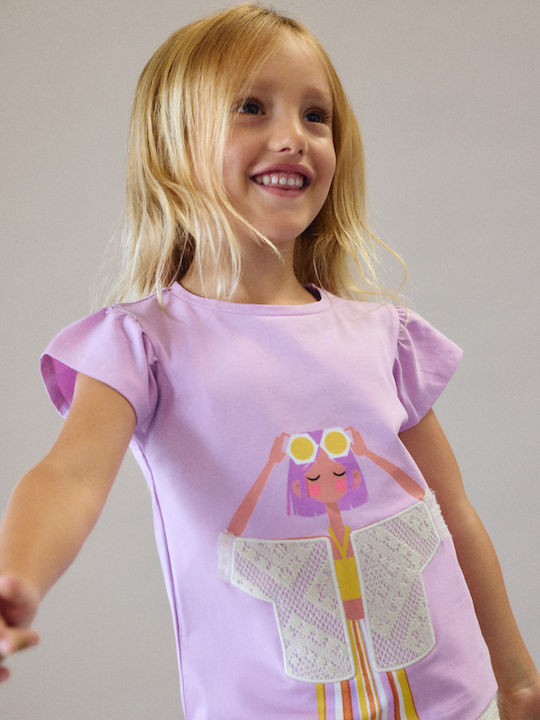 Kids Short-Sleeved Lilac Blouse