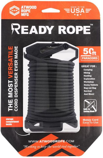 Atwood Rope Mfg Αρτάνη 550 Paracord 50ft 15m Ready Rope Elite Μαύρο