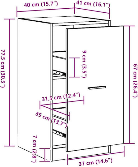 Bodenstehender Wohnzimmerschrank aus Spanplatte in Schwarzer Eiche 40x41x77,5 cm