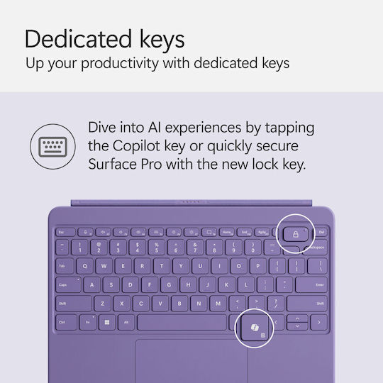 Microsoft Surface Pro Keyboard with Touchpad for Tablet English US Violet
