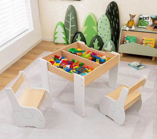 Kids Table and Chairs Set for Painting made of Wood White Costway