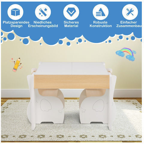 Kids Table and Chairs Set for Painting made of Wood White Costway