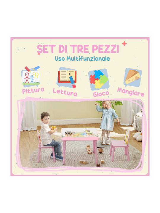 Kids Table and Chairs Set for Painting made of Wood Pink Aiyaplay
