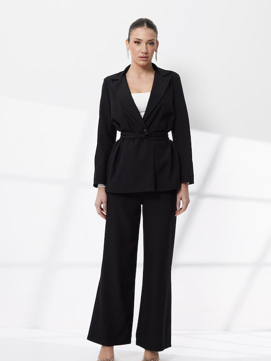 Damen Schwarz Set mit Hose in Lockerer Passform
