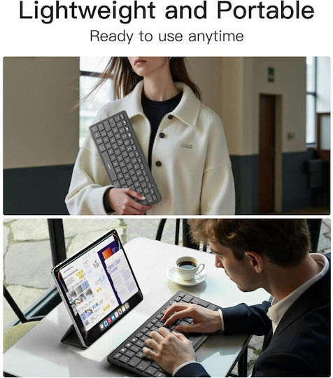 Inateck Ultra Slim Ασύρματο Bluetooth Πληκτρολόγιο για Tablet Αγγλικό US Γκρι