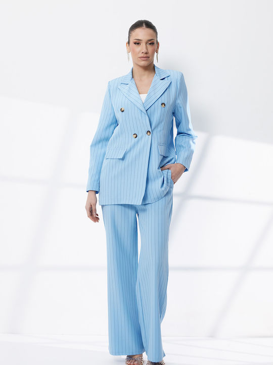 Women's Light Blue Suit in Loose Fit