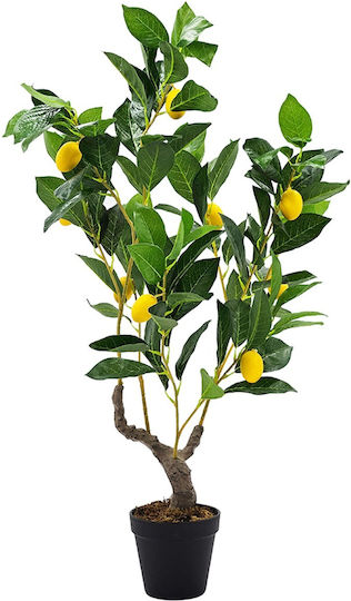 Artekko Lemon Tree Πράσινο Τεχνητό Δέντρο Λεμονιάς Μαύρη Γλάστρα 30x30x80 Cm